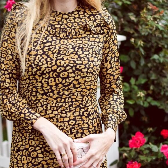 Who What Wear Target 3X Leopard Chiffon Ruffle Dress - Picture 4 of 11